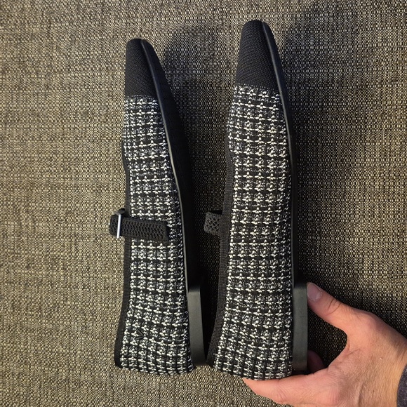 Vivaia Margot Square Toe Black/White Mary Jane Flats Size 10 (41.5) - Picture 6 of 10